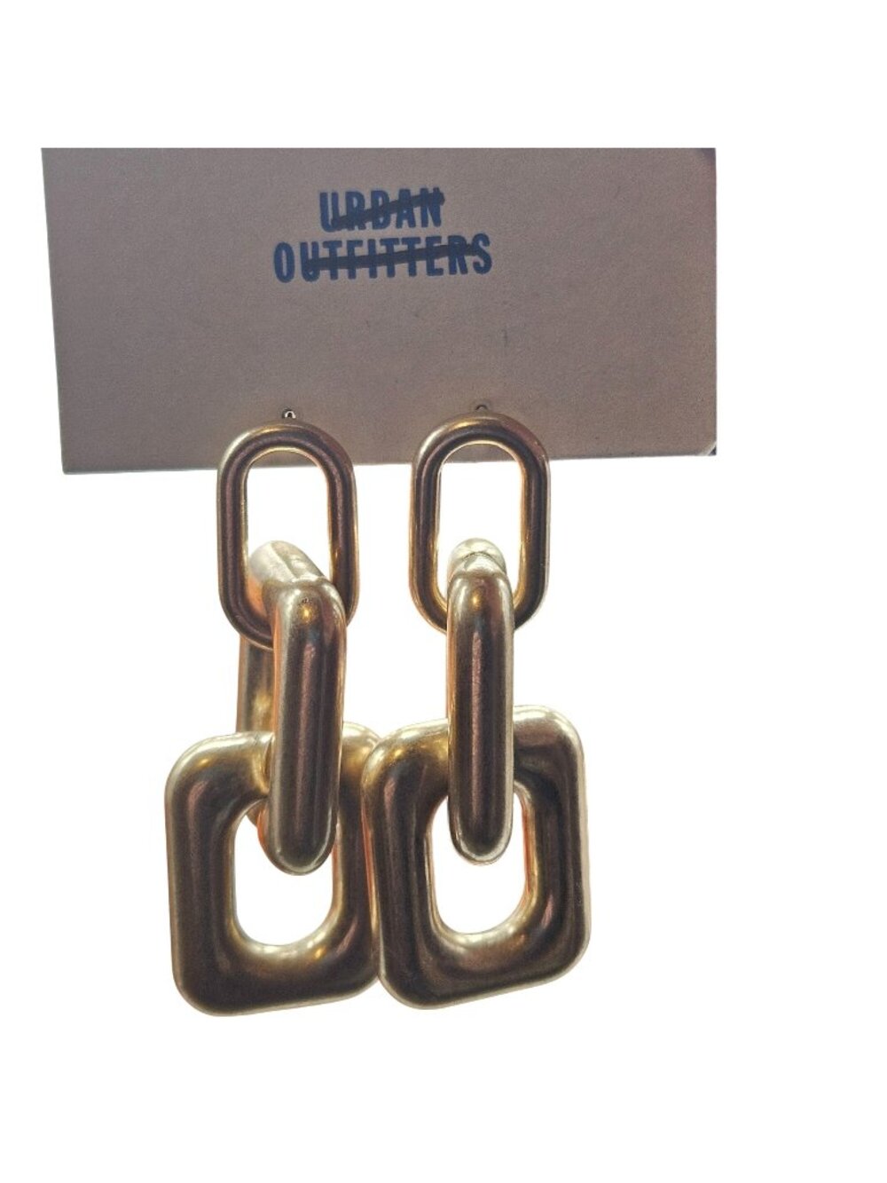 Urban Outfitters Chunky Gold Tone Link Chain Drop Earrings Statement Indie